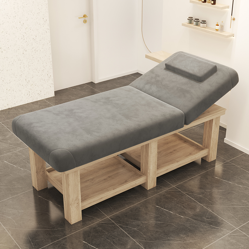 Solid Wood Rectangular Premium Fixed Height Facial & Massage Bed with Legs