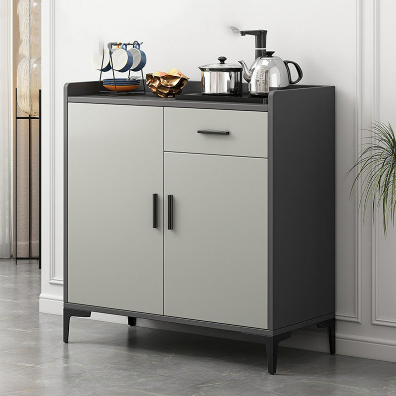 Pale Wooden Freestanding Server with Kitchen Appliance Storage