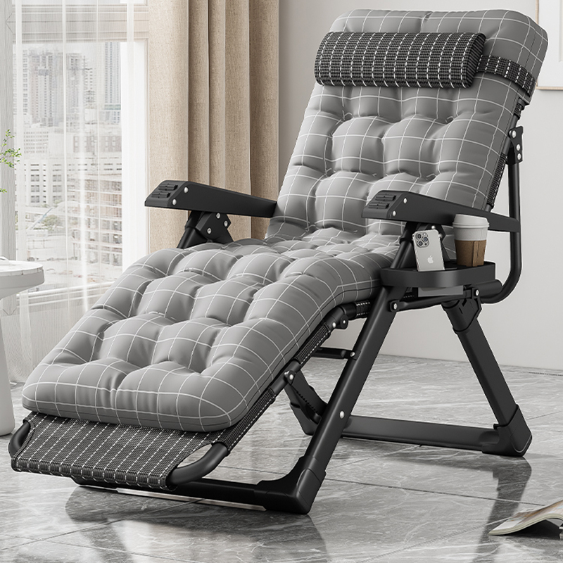 Foldable and Upholstered Recliner Armchair with Headrest and Cupholder for Living Room