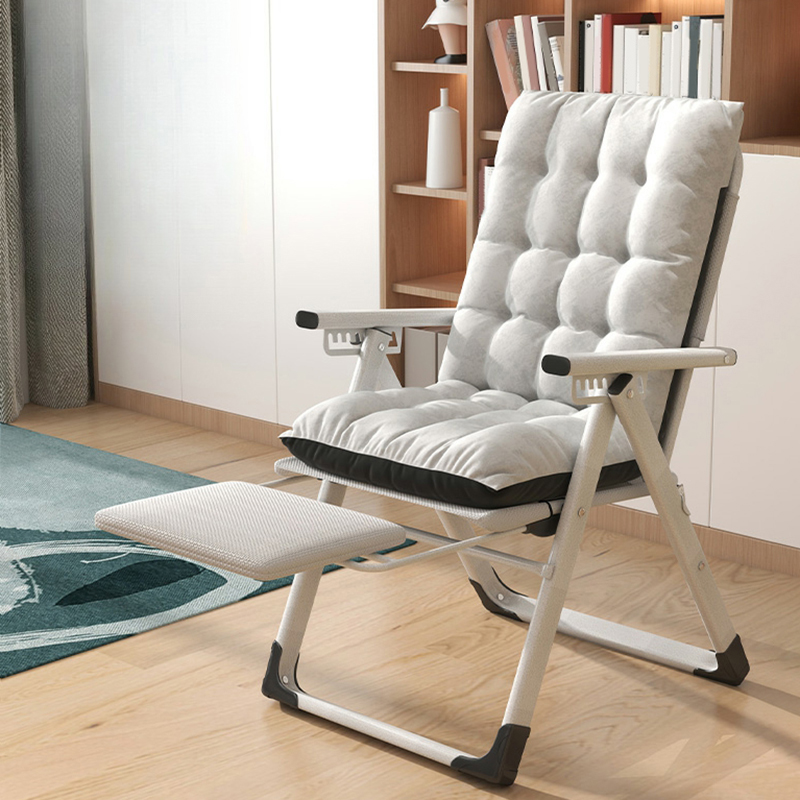 Bedroom Folding and Scalable Cotton Recliner Chair with Plaid , Footrest and Scratch Resistant