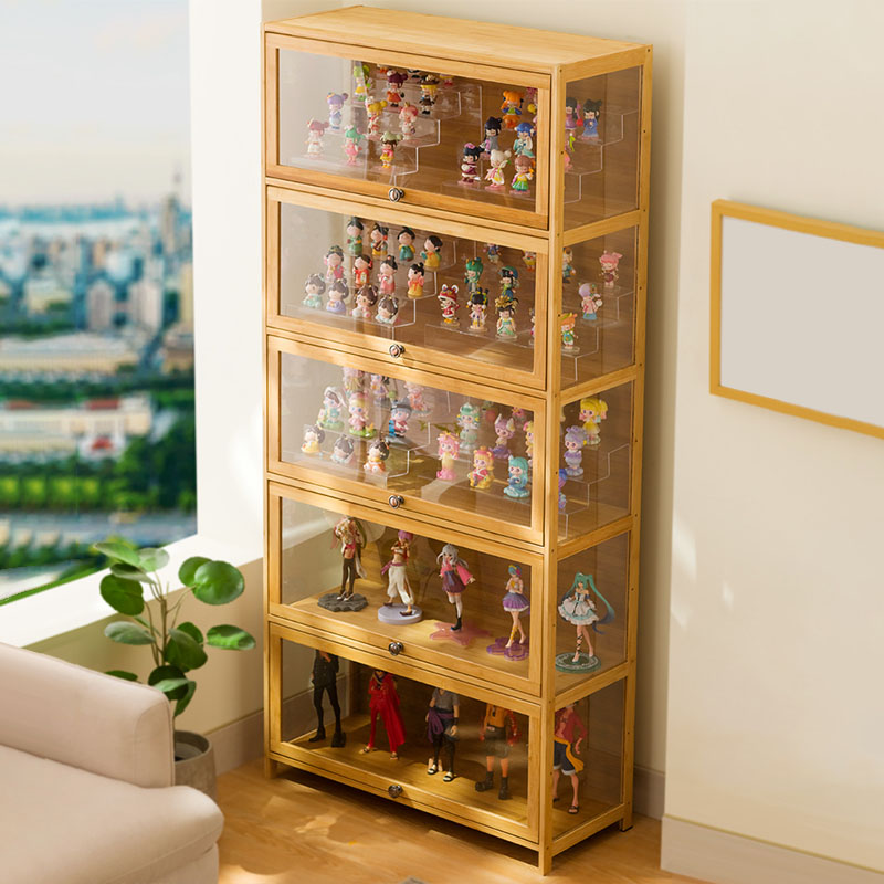 Auburn Standalone Ground Confined Curio Cabinet with Stockroom