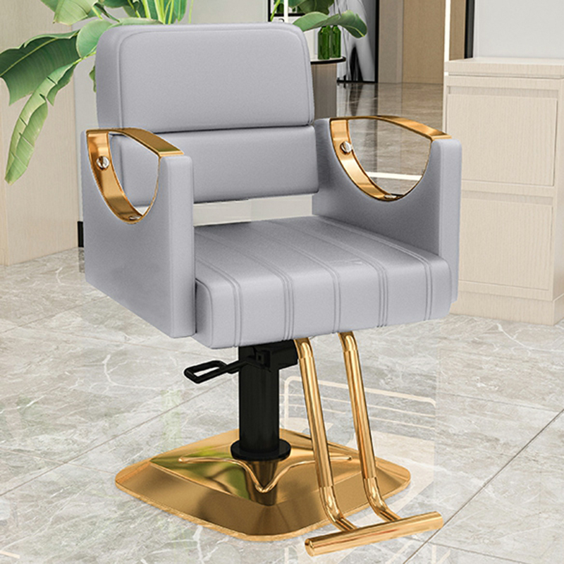 Swivel Salon Chair Wear Resistant PU Leather Styling Chair Silver/Gold Base