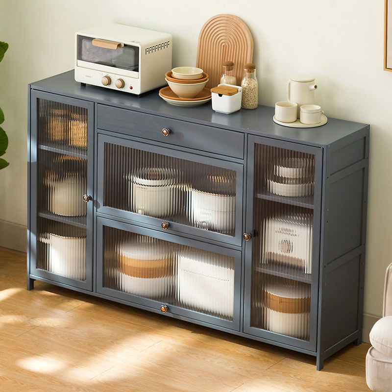 Grey Bamboo Flooring Sideboard with Acrylic Door and Counter Slab