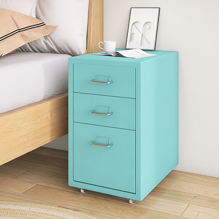 Metal Fireproof Free Standing 1 Shelf Vertical Filing Cabinet with Rollers in a Modern Simple Style