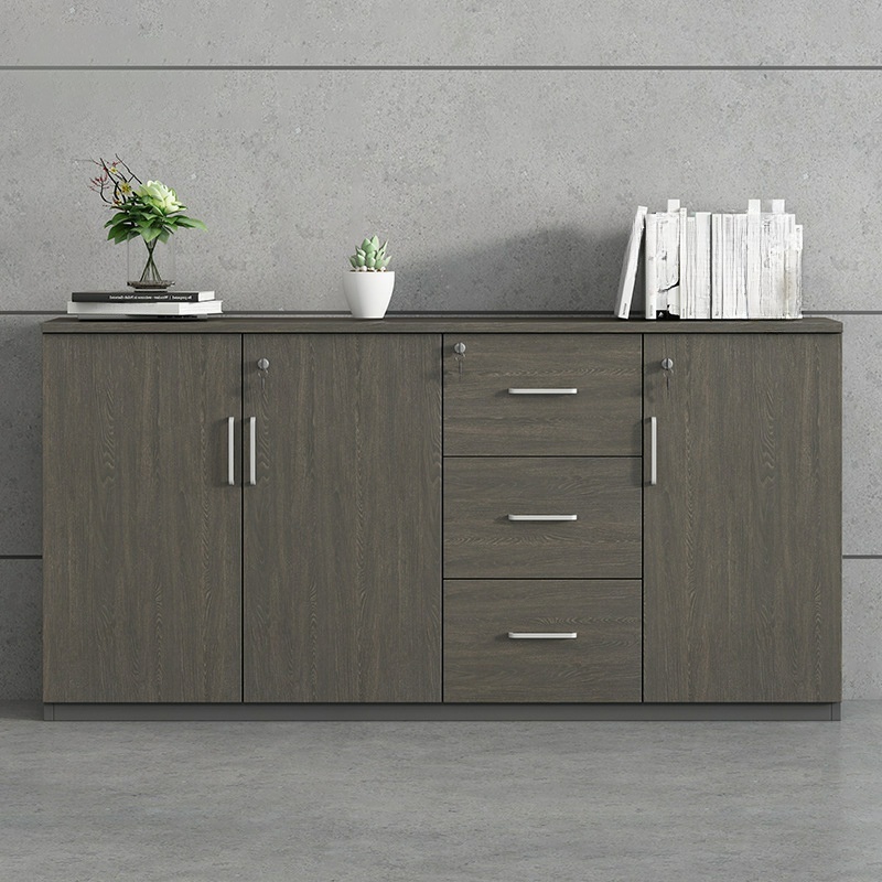 Wood Shelving Key Lock Warp Resistant Credenza Storage Cabinet with Cabinet and Drawers in a Trendy Style