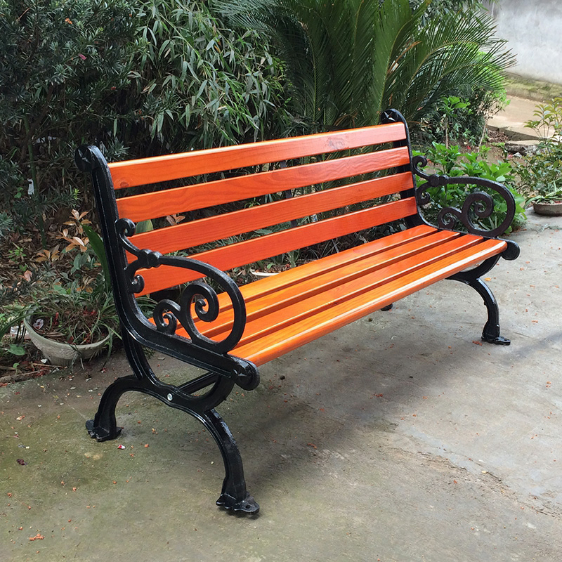 Warm Shaker Brown Wood Waterproof Outdoor Bench with Back & Curved Arm