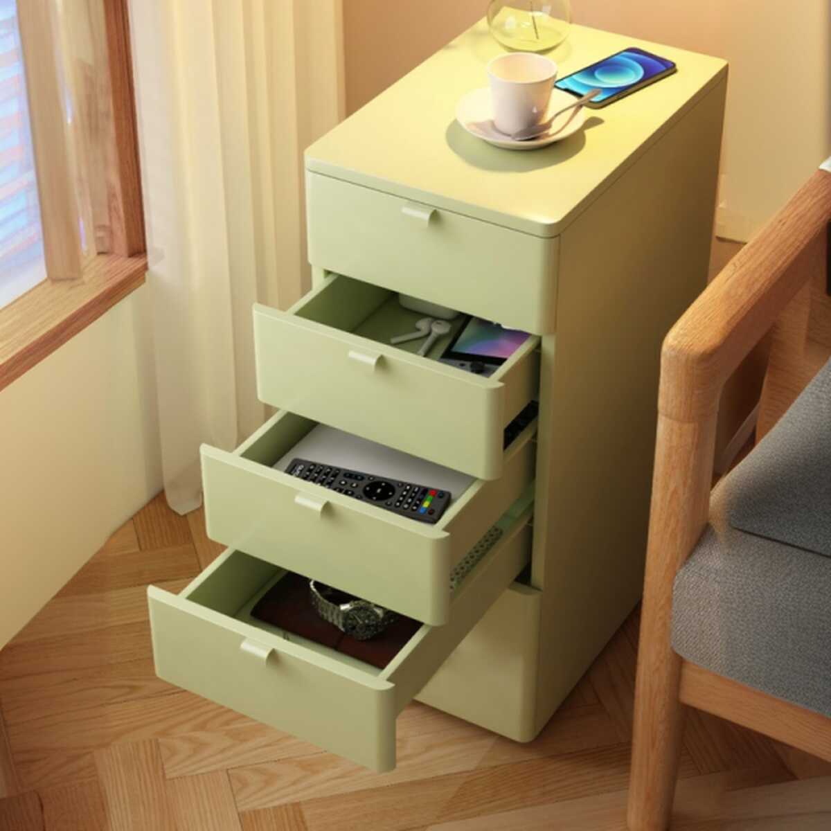 Steel Free Standing Safe Fireproof Vertical Filing Cabinet with Casters and 1 Shelf in a Trendy Style