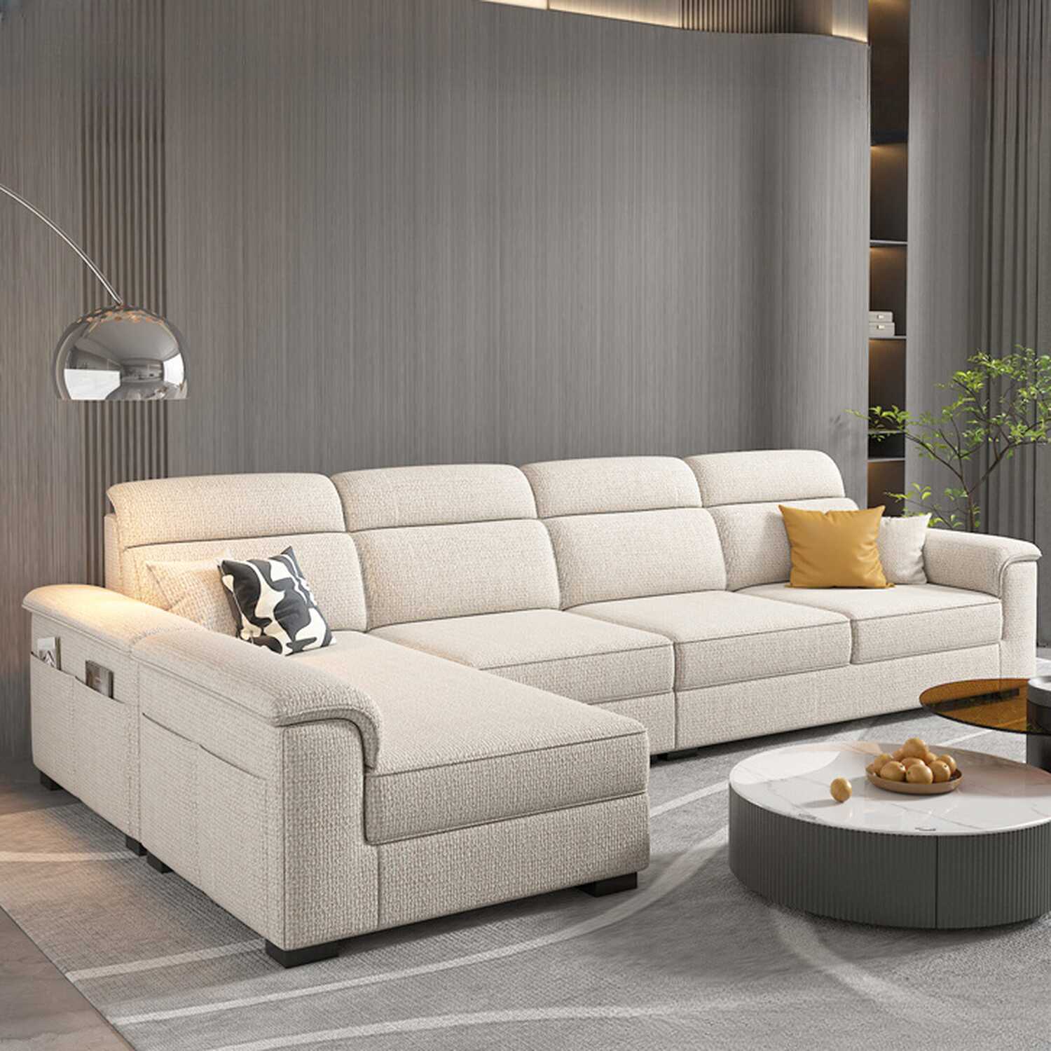 L-Shape/Straight Horizontal/Left Sofa Chaise/Sofa Couch with Concealed Support and Pine Wood Frame