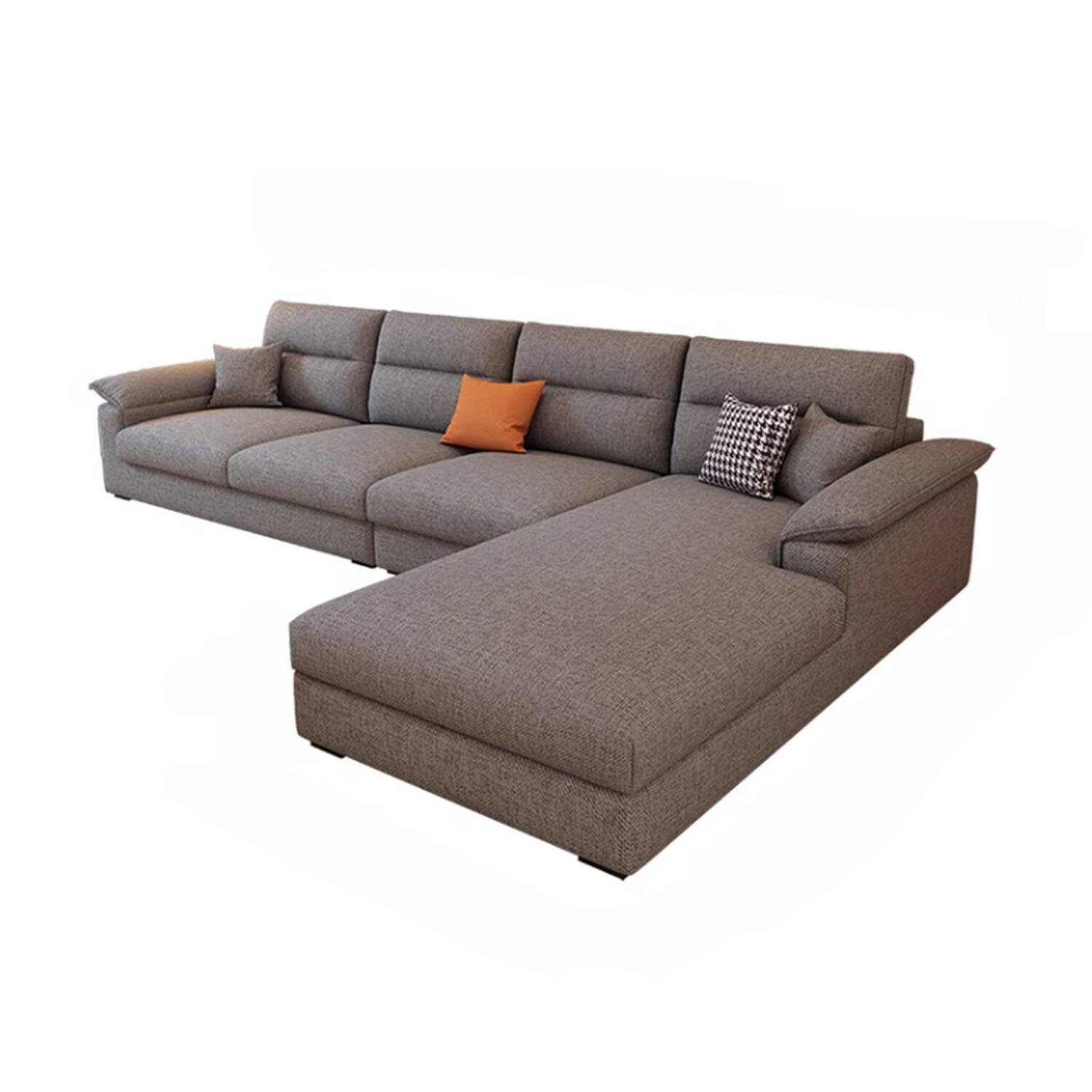 L-Shape Sponge Upholstery Sofa Chaise with Concealed Support