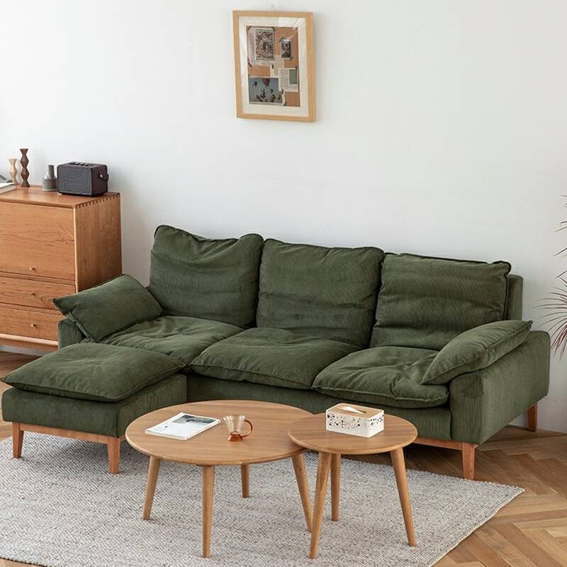 Contemporary Seats 2/1 Person Straight/L-Shaped Horizontal Left Sofa Couch /Chaise with Natural Wood Frame