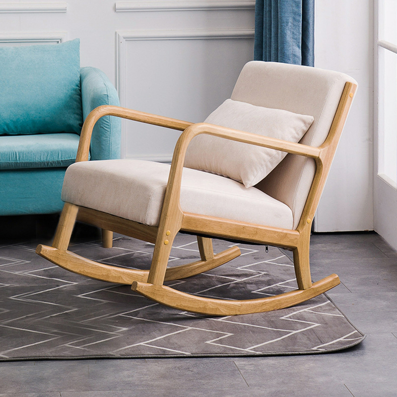 Nordic Natural Cotton Stationary Rocking Couch Chair with Back