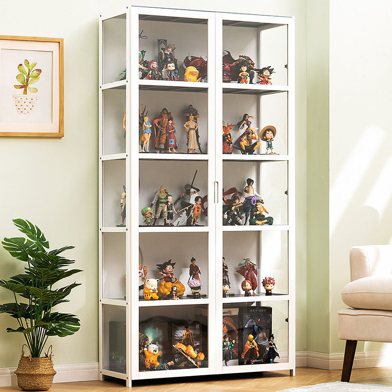 Bambusa & Acrylic Closed Total Overlay Standalone Curio Cabinet with 6 Shelves/5 Shelves and Kitchen Machine Storage for Parlor