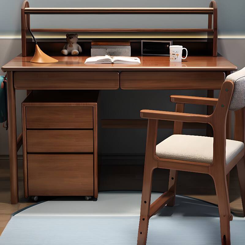 Vertical Filing Cabinet in Timber with Caster Wheels and Smallest Drawers in a Modern Simple Style