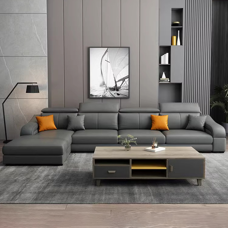 L-Shape Left Sofa Chaise for 5-seater with Sloped Arms in a Trendy Style