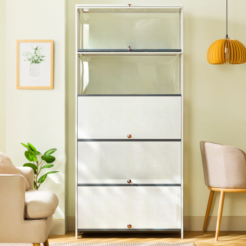 Modern Simple Style Plastic & Acrylic Ground Curio Cabinet with 2 Shelves/3 Shelves/4 Shelves