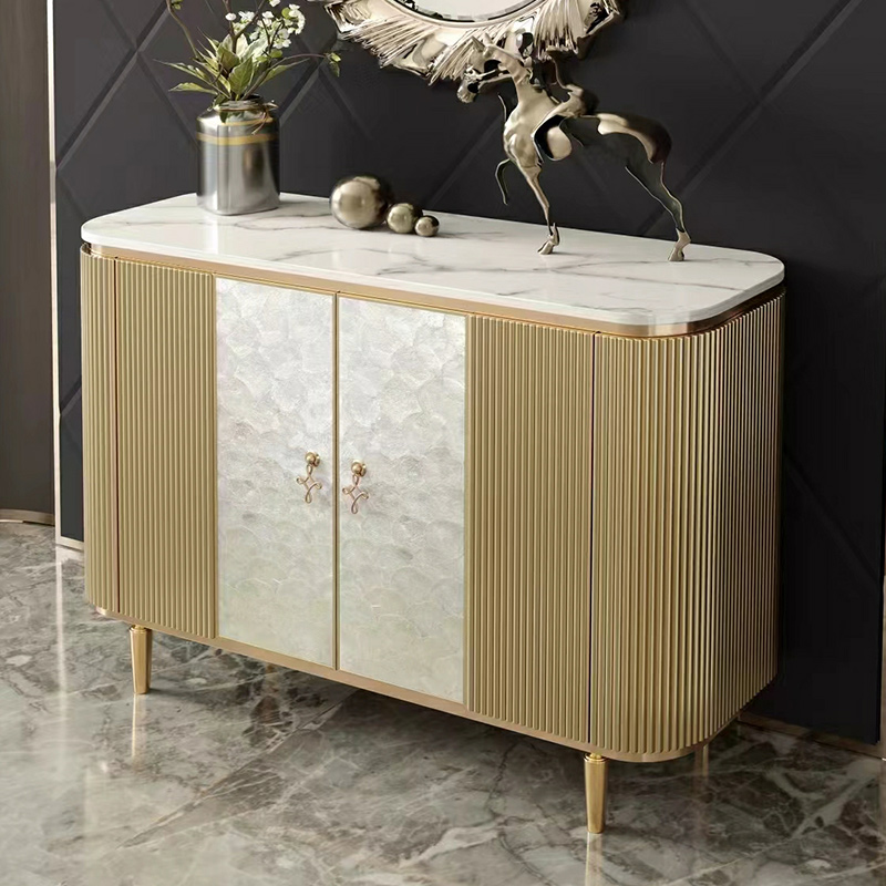 Aureate Ground Self-supporting Sideboard with Faux Marble Worktop Galley for Home