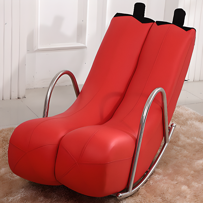 Orange/Azure/Lime Green Trendy Upholstered Rocking Reading Chair Cushioned Round Arm Stain Resistant