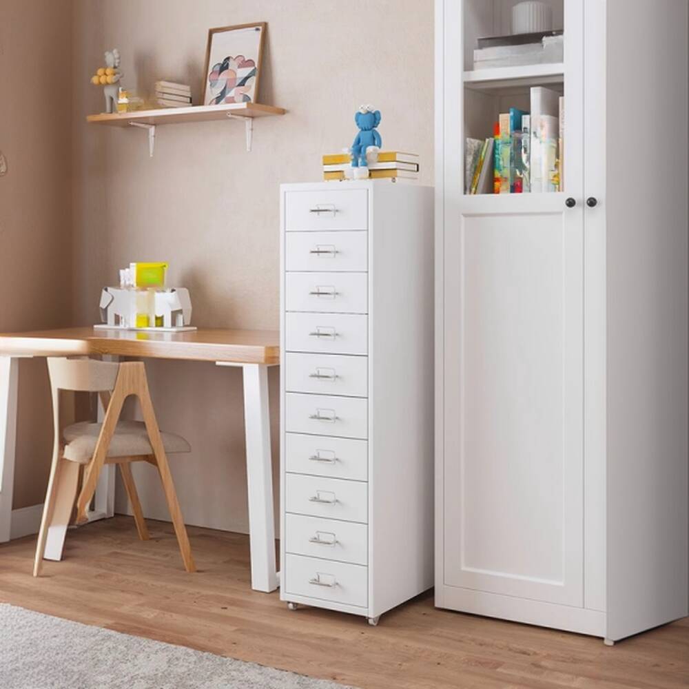 Rainproof Free Standing Swivel Tableside Vertical Filing Cabinet for Small Space with Workstation and Legal Filing Storage in a Simple Style