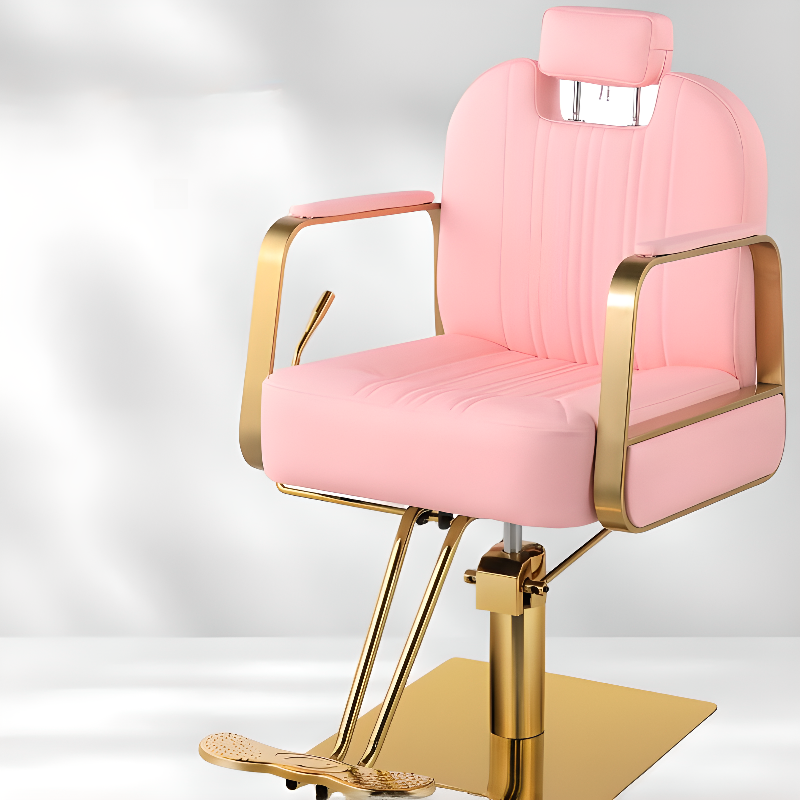 Swivel Changeable Manual Recline L-Shape Stain Resistant Upholstered Leather Barber Chair with Metal Frame