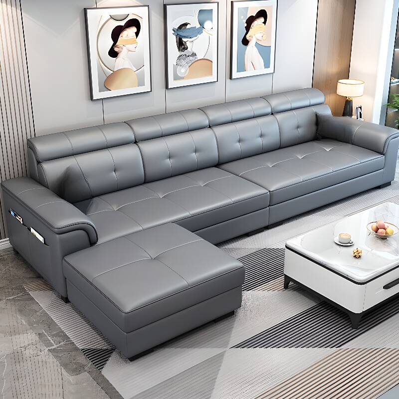 L-Shape Parlor Corner Sectional with Left Hand Facing Orientation, Decorative-stitched Tufting and Concealed Support