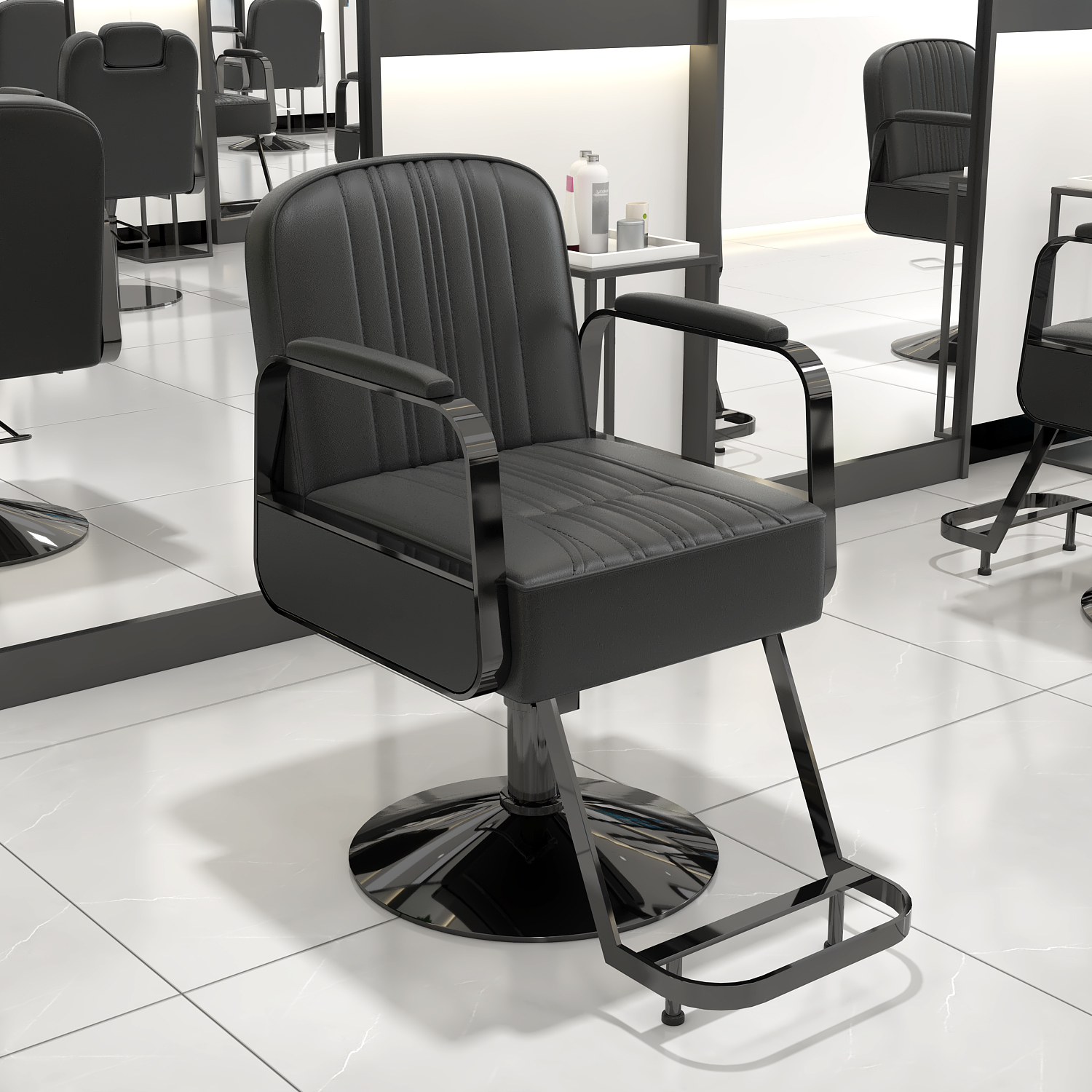 Orbicular Barber Chair Scratch-repellent Rotatable Stainless Steel