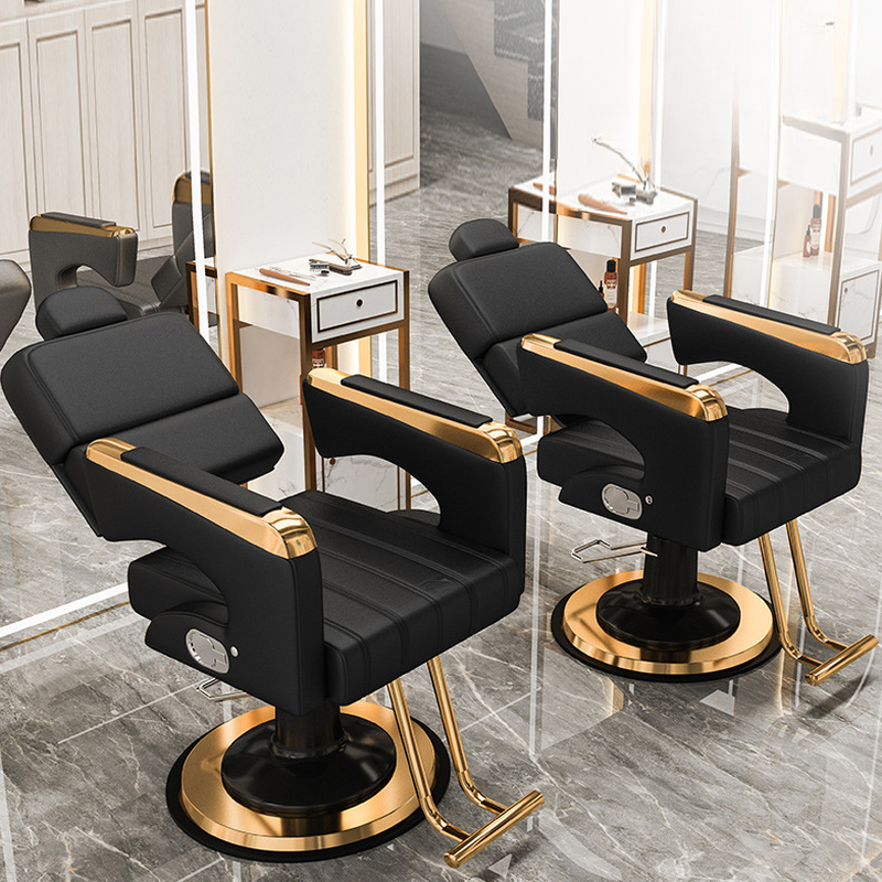 Scratch-immune Reclining Barber Chair with Cushioned Back