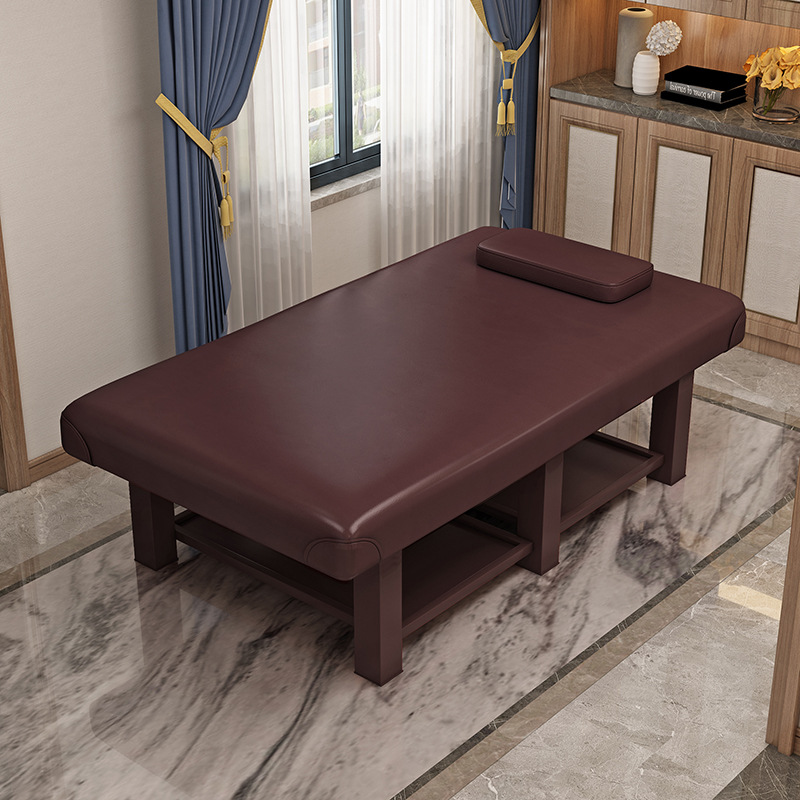 Fixed Height Wooden Rectangular Massage Bed with Trestle Base