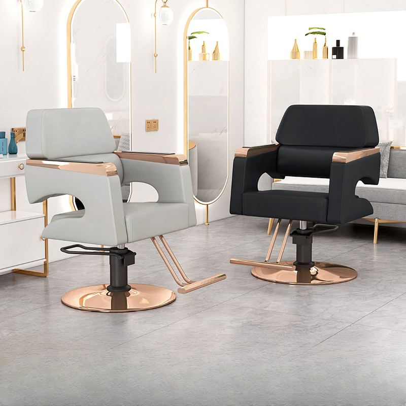 Waterproof Multi-levelled Swivel Solid Colour Barber Chair with Solid Back and Footrest