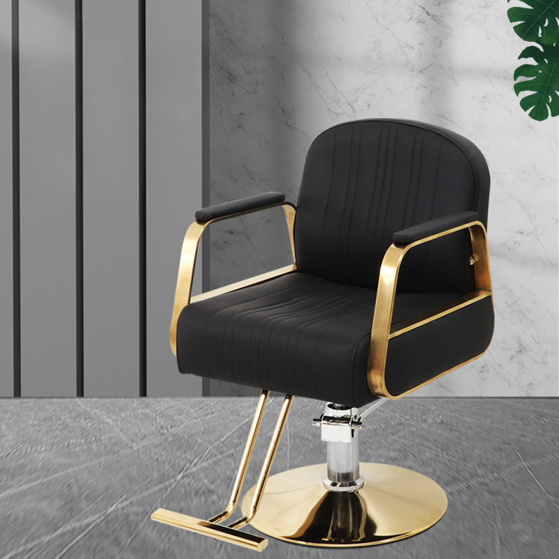 Adjustable Height Striped L-Shape Styling Chair with Alloy Frame and Swivel Footrest