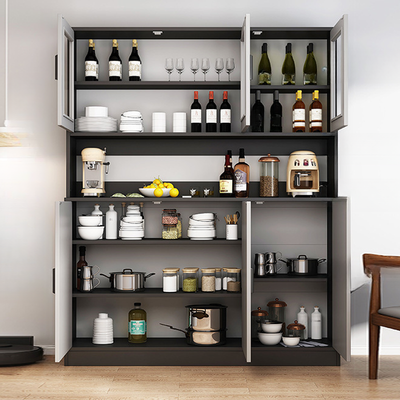 Display Stand with Container Storage, 8 Shelves, and Uncovered Storage