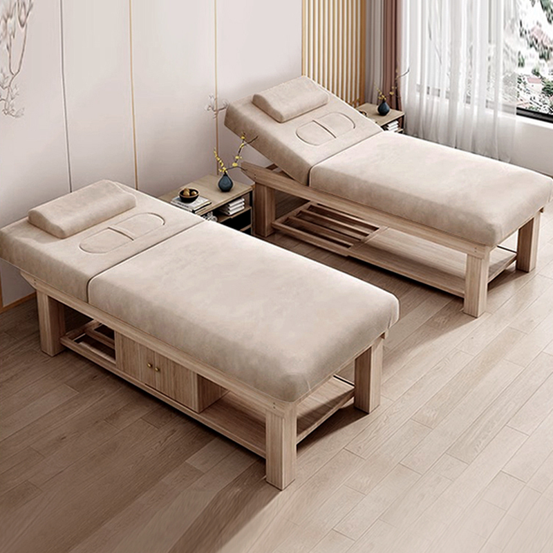 Timber Rectangle Fixed Height Facial Bed on Trestle Base