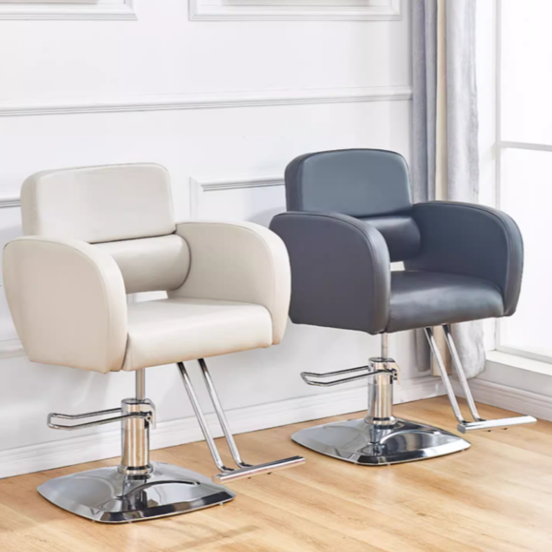 Solid Colour Rectangular Adjustable Height Swivel Styling Chair with Footrest and Alloy Frame