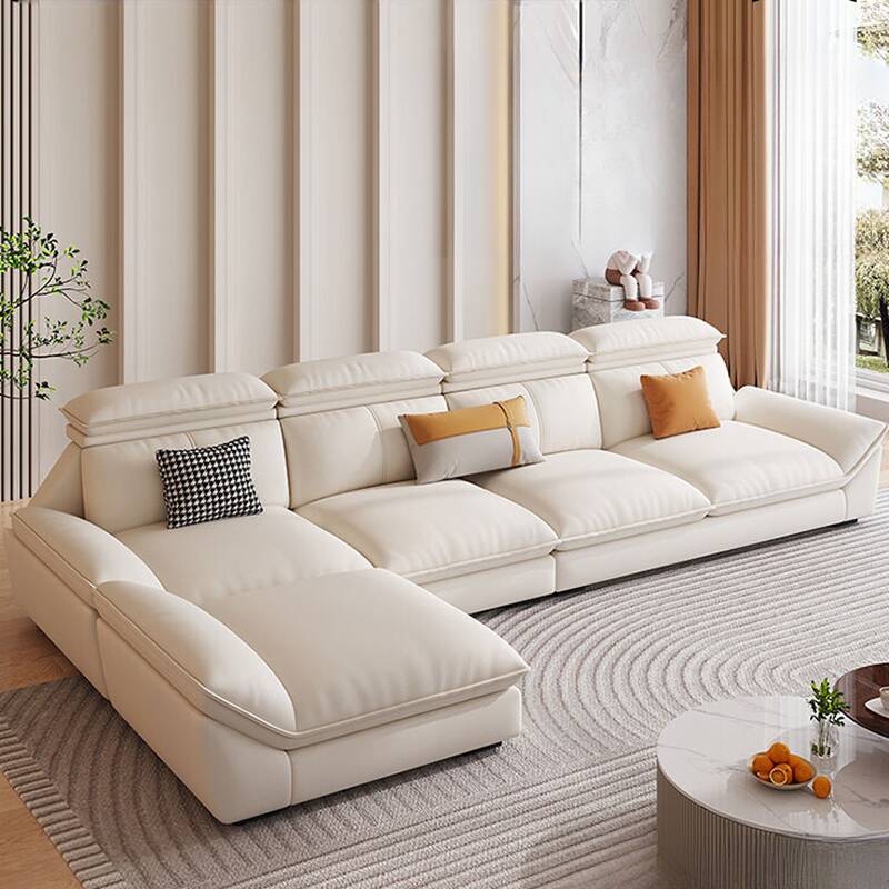 Straight/L-Shape Sofa Couch/Sofa Recliner in Soft-white with Horizontal/Left/Right Orientation and Concealed Support