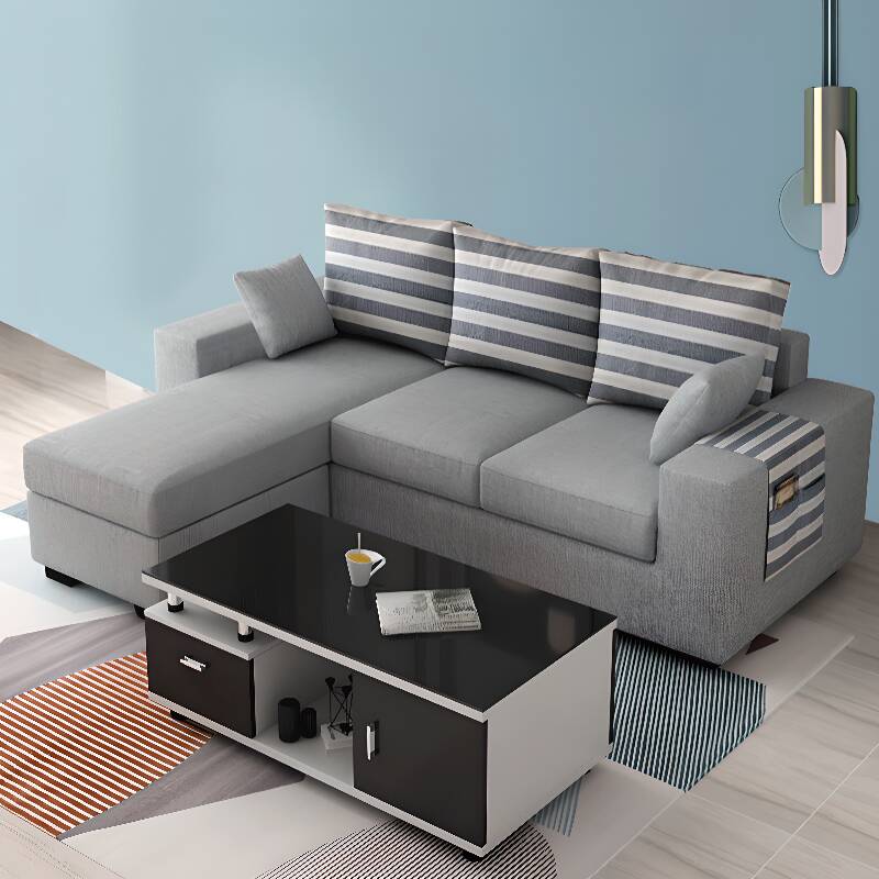 L-Shape Sofa Recliner with Reversible Orientation and Concealed Support