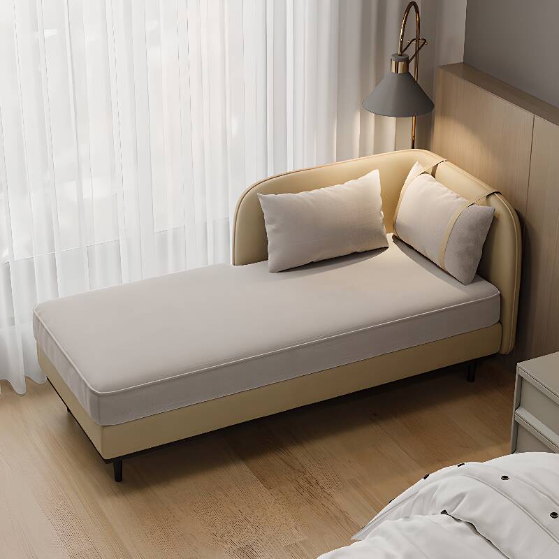 Minimalist Solid Colour Left-Arm Chaise Bench with Left-hand Arm and Reclining Feature, Includes 2 Pillows