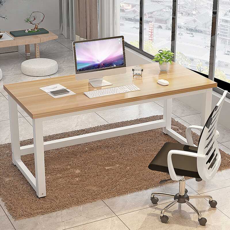 Modern Style Rectangular Reclaimed Wood Study Desk with Butcher Block and Easy Installation