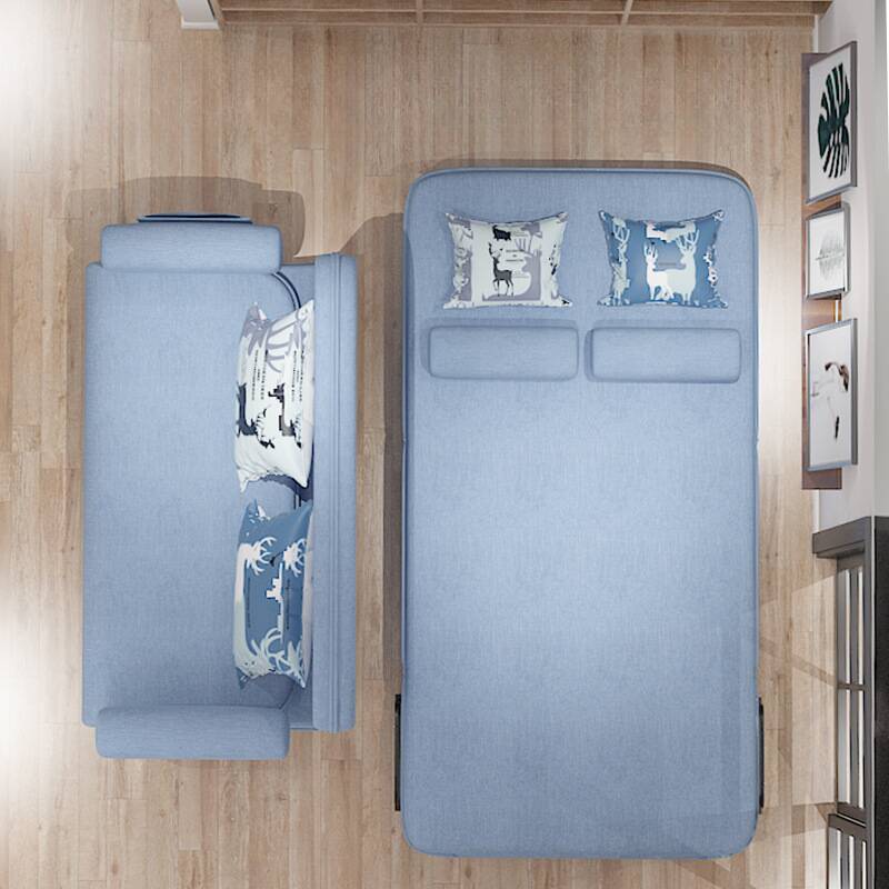 Twin Size/Queen Size 1 Pillow/2 Pillows Sponge Convertible Futon with Pillow Back, Locker & Round Arm, for 1/for 2