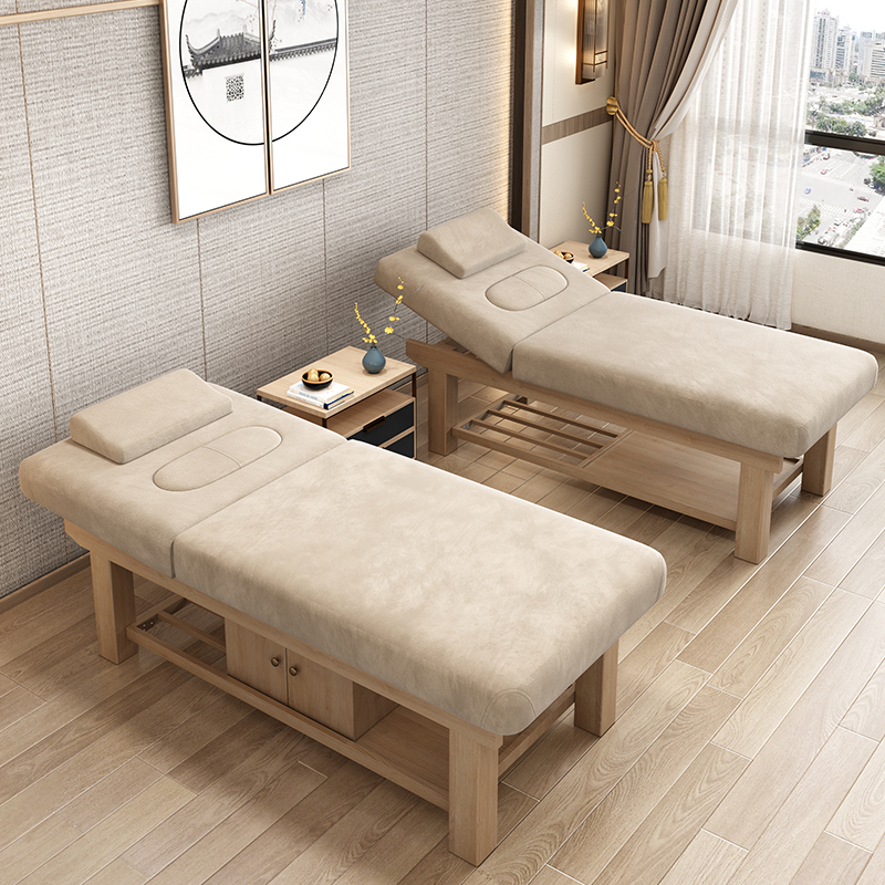 Timber Rectangular Massage Bed with Fixed Height Trestle Base