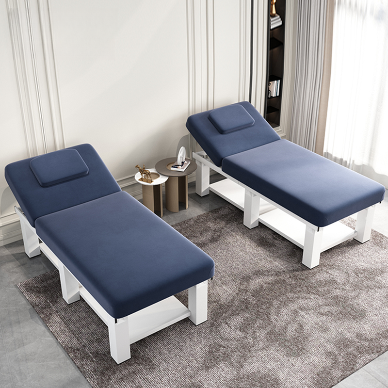 Fixed Height Rectangular Scratch Resistant/Water-resistant Alloy Trestle Facial Bed with Protective Feet
