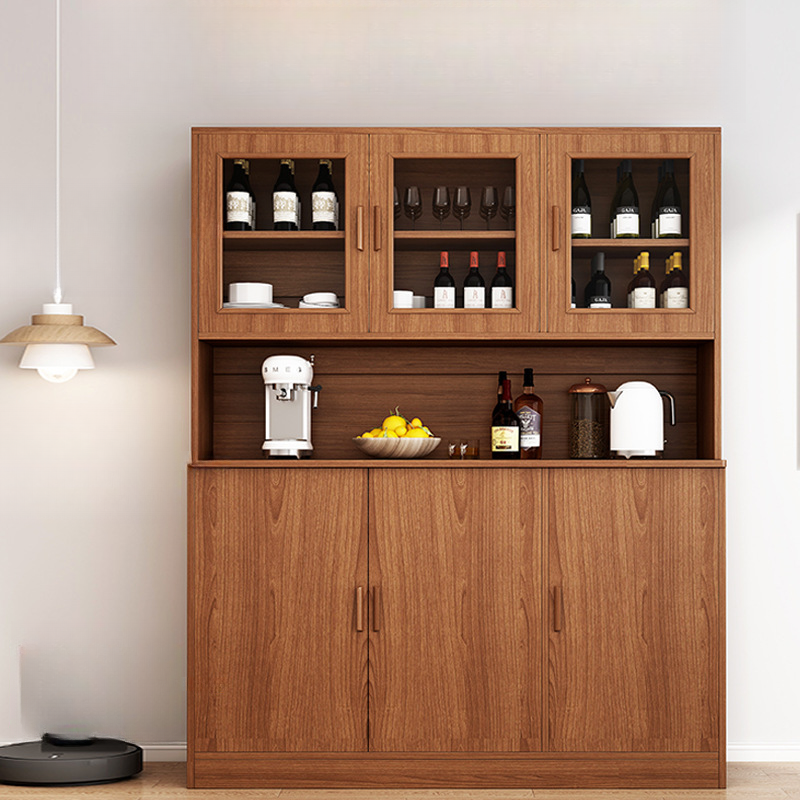 Slab Flooring Dining Hutch with Locker, 6 Shelves, Accessible Storage, Self-supporting, and Cooking Device Storage