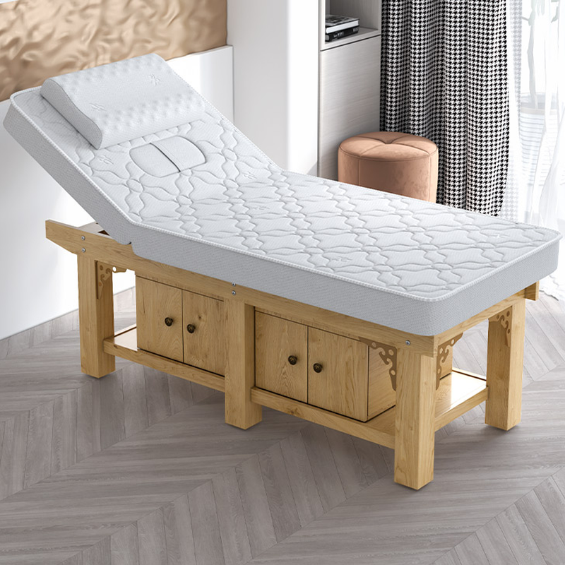 Timber Trestle Base Massage Bed with Flexible Height & Rectangle Top