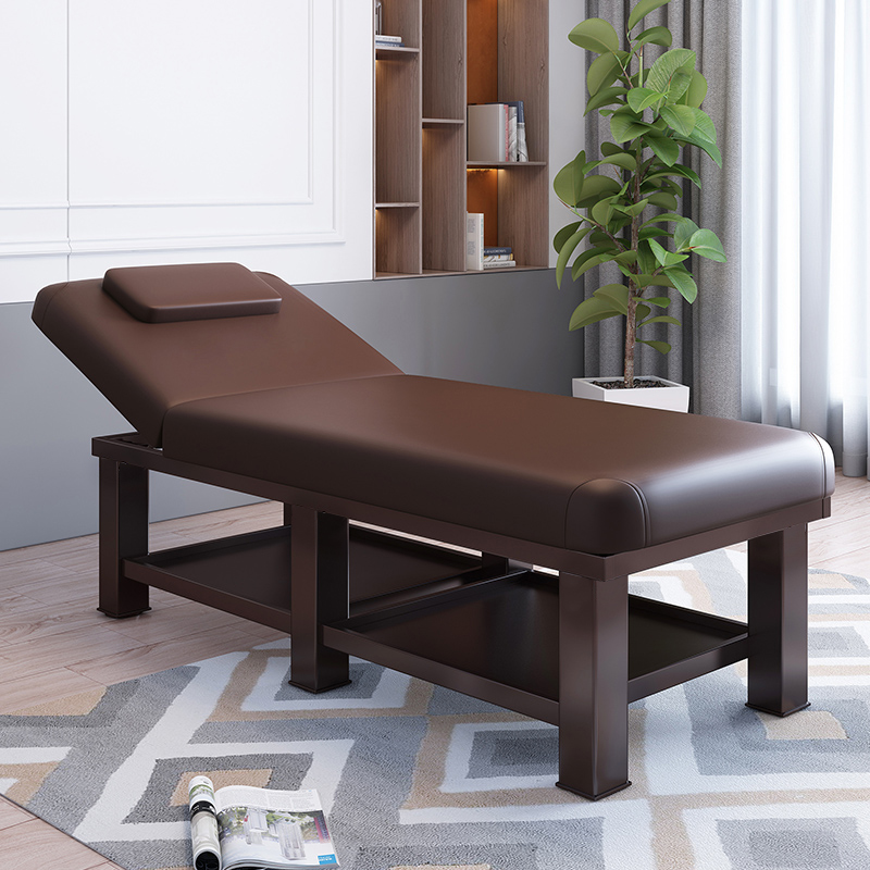Rectangle Fixed Height Massage Bed in Dove Grey/Blue/Sepia with Steel Slab Base