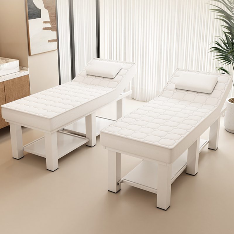 Rectangle Wear Resistance Facial Bed with Metal Trestle Base, 1 Chair Included/Not Included