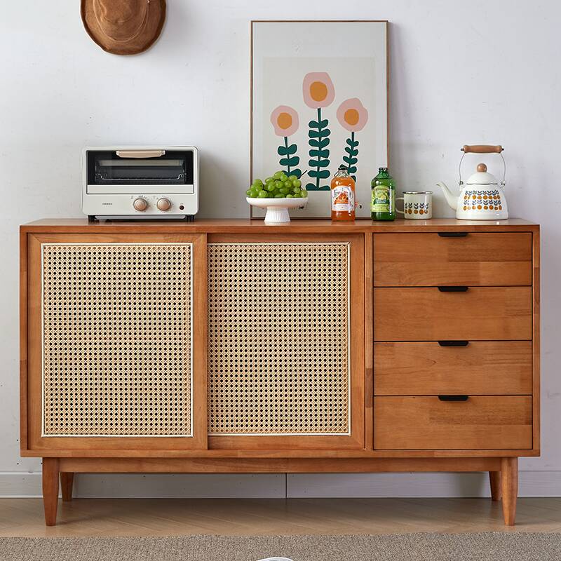 Ground Buffet Table/Server with 4 Drawers, Hutch, Standard/Narrow Size, Drawers Storage