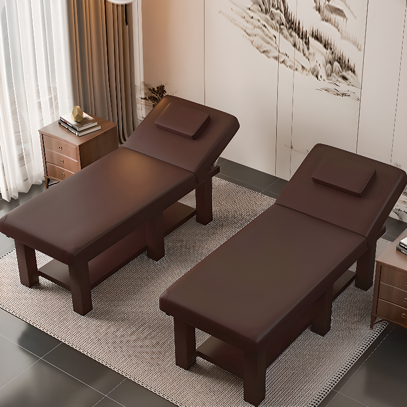 Modern Rectangle Facial Bed with Storage, Metal Slab Base, Fixed Height