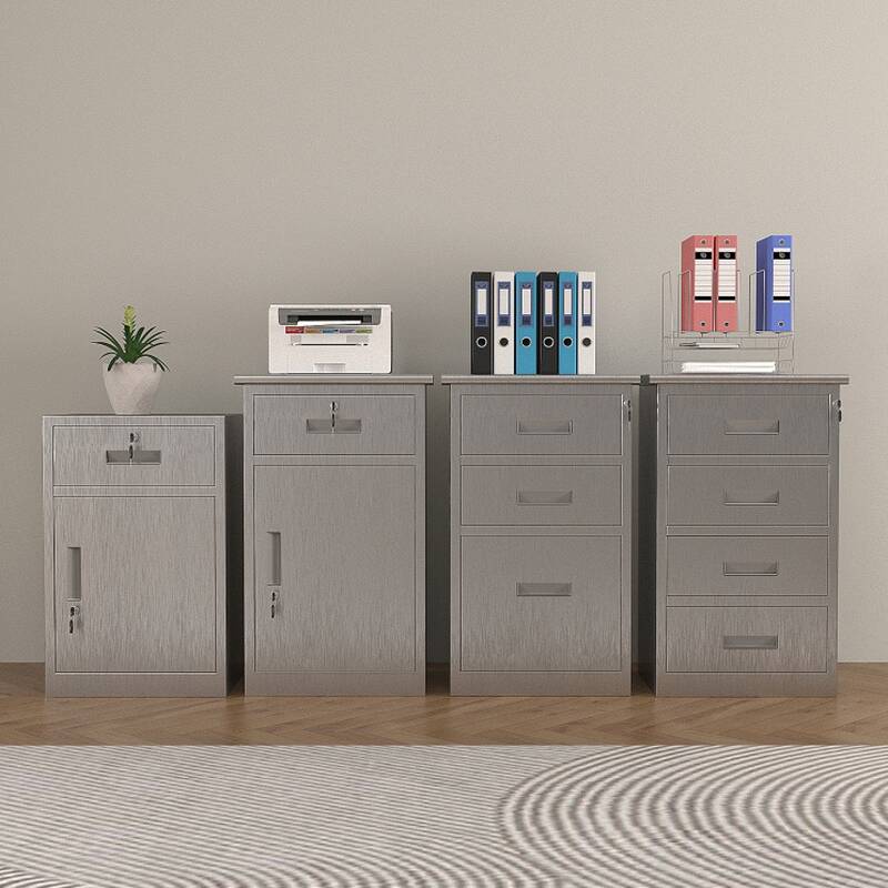 Metallic Stainless Steel Cabinet for Small Spaces, Damp-proof with Door, Assembled, Secretary Safe, and Filing Storage