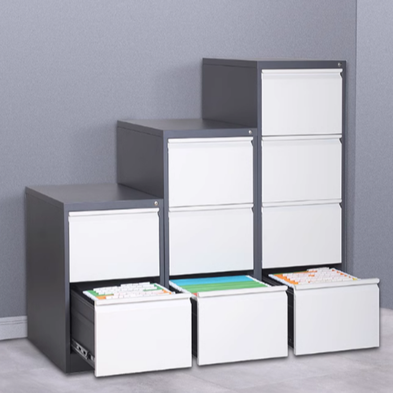 Minimalist Steel Vertical Filing Cabinet with Soft Close Drawers and Key Lock