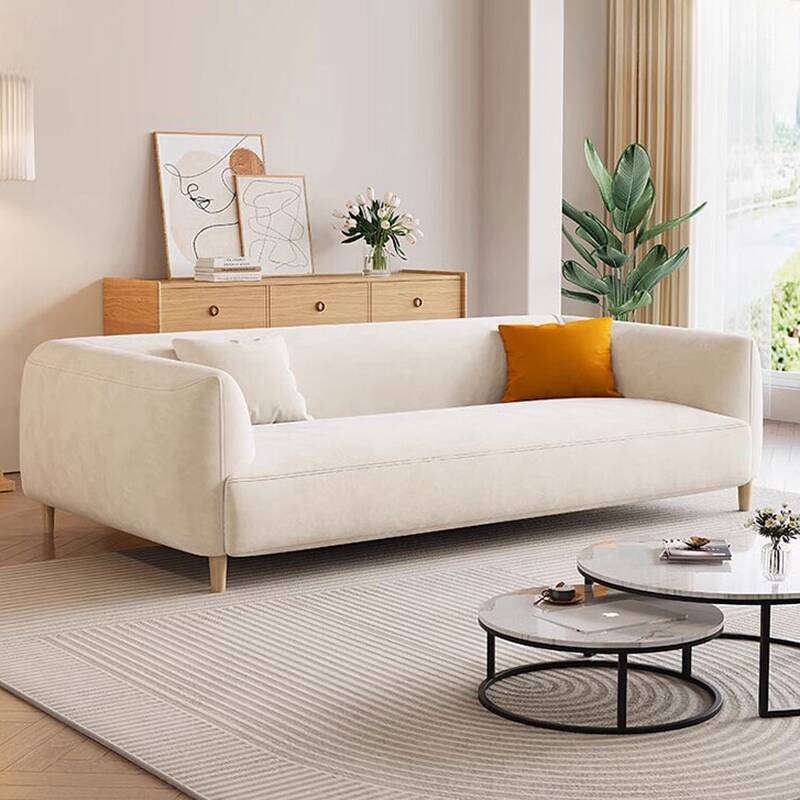 Modish Off-White Sofa/Loveseat/Single Sofa for Drawing Room, Solid Colour, Water Resistant, Seats 2, Square Arm