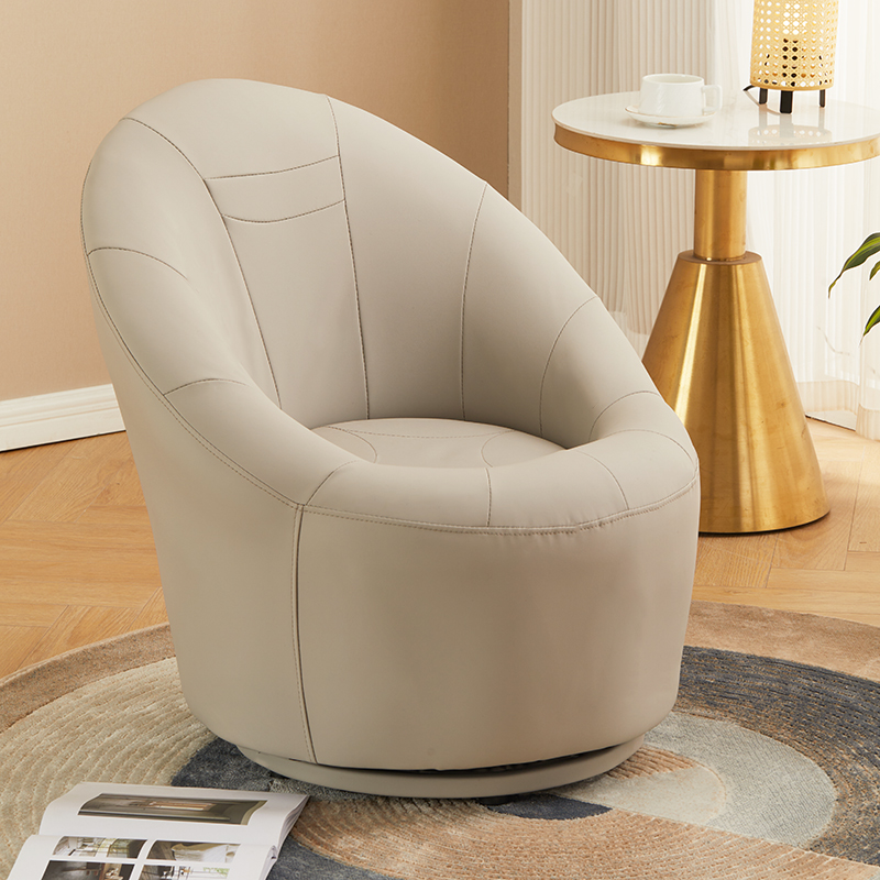 Modish Solid Colour Accent Chair Ergonomic Swivel with Round Back