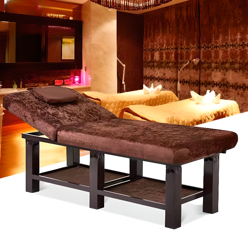 Fixed Height Rectangle Alloy Trestle Base Massage Bed with Protective Feet
